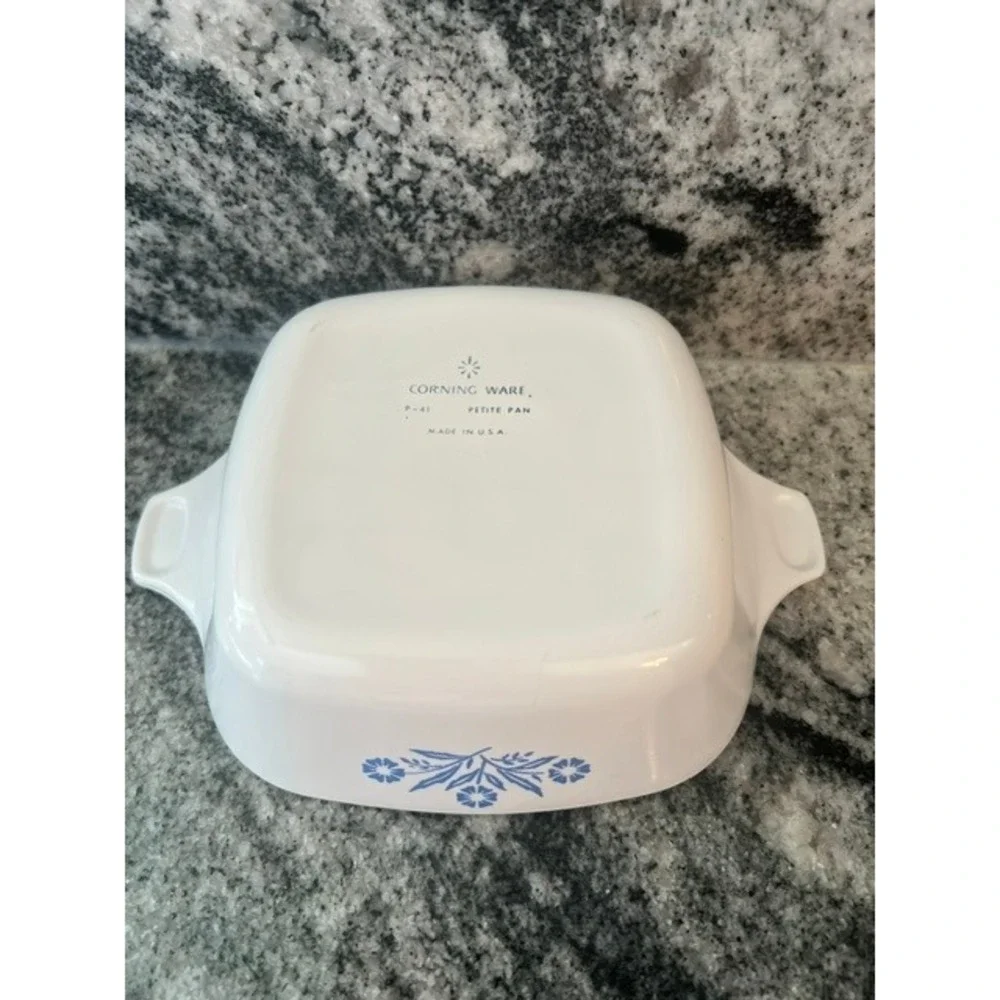 Corning Ware Petite Pan P-41 White Blue Cornflower Good Vintage 5in No Lid
